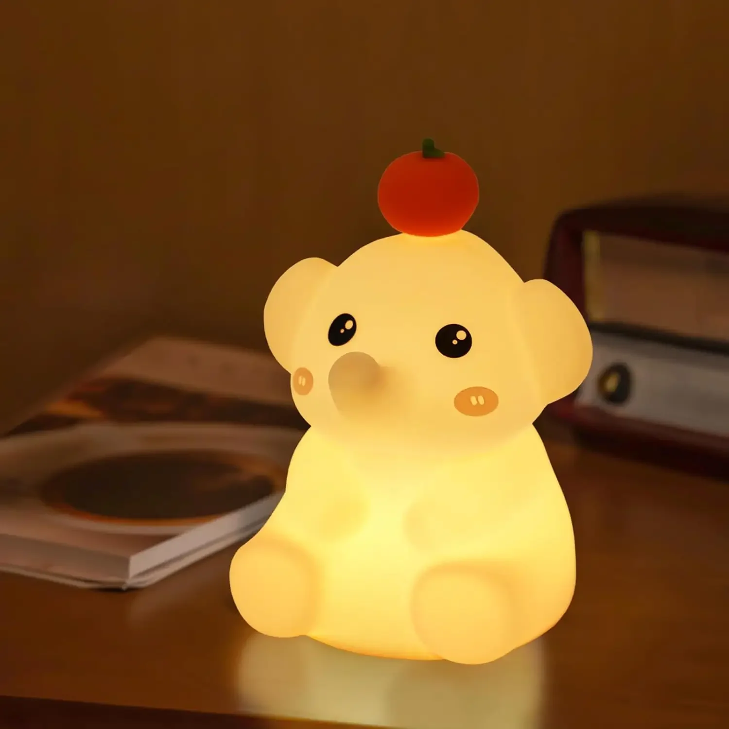 Lampe LED en Forme d'Éléphant en Silicone Souple, Rechargeable par USB, avec Minuterie, Luminaire Décoratif d'Nik, Idéal pour une Chambre à Coucher ou comme Cadeau pour Enfant