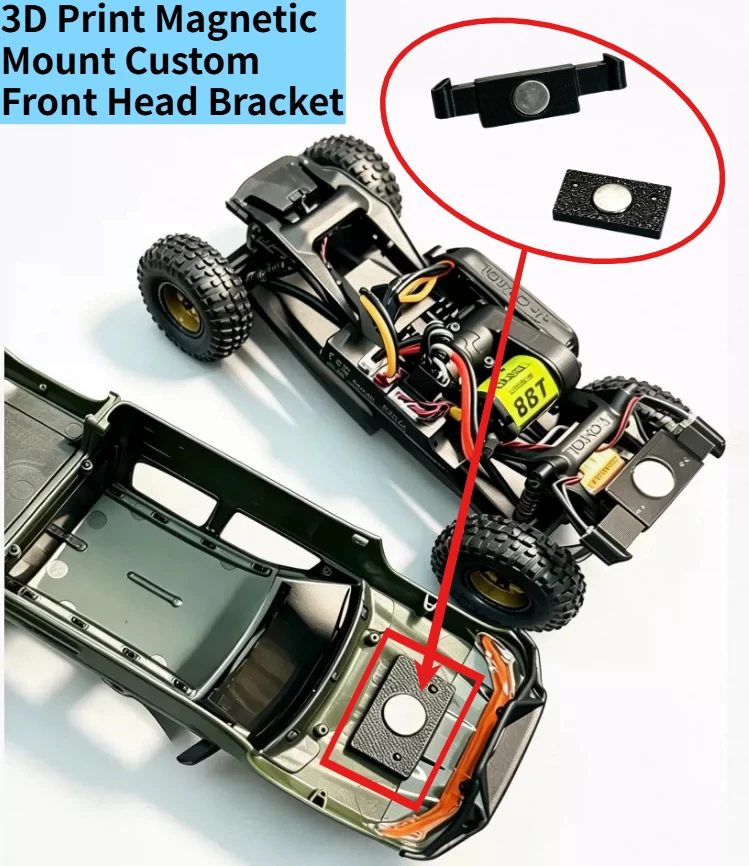 RC Crawler Car 3D Print Magnetic Mount Custom Front Head Bracket For 1/30 Axial SCX30 Simulation Upgrade Modification Accessory