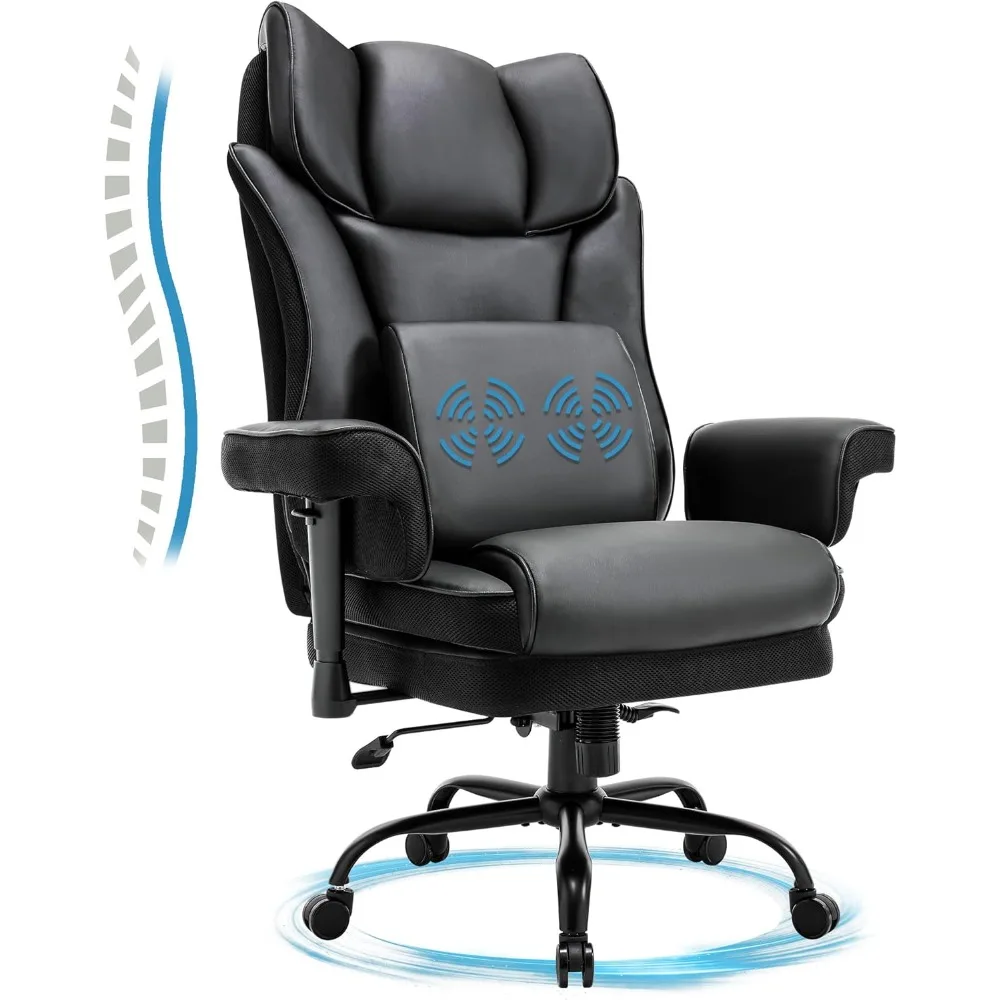 

Big and Tall Office Chair, 500lbs Rocking Massage High Back Desk Chair, Ergonomic Executive Office Chair with Adjustable Padded