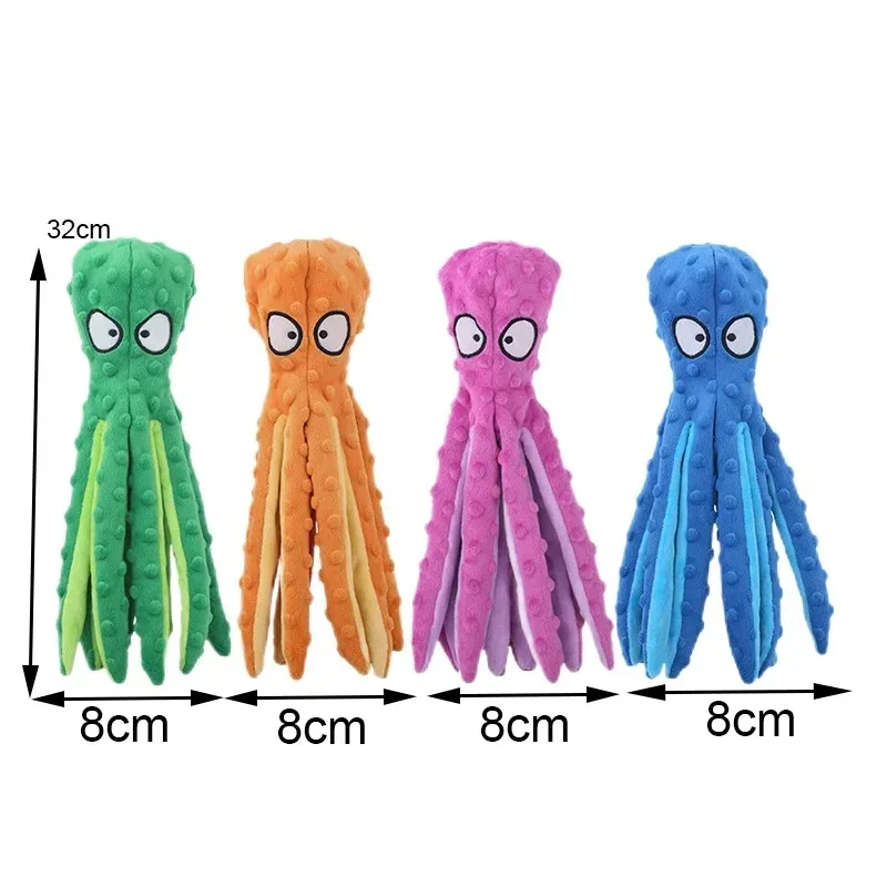 Interactive Octopus Plush Dog Toy with Squeaker Funny Sound Chew Toys for Teeth Cleaning Pet Supplies for Small Medium Large Dog