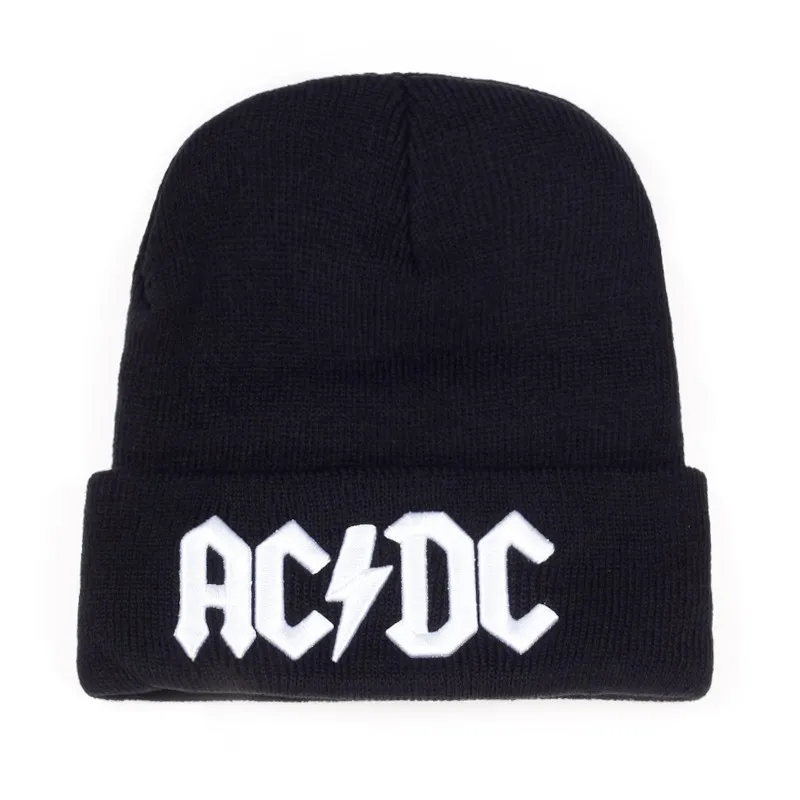 Men\'s Fashion ACDC Letter EmbroideryKnitted Hat Winter Warm Outdoor Sports Hat Soft Beanie Hat For Men Women Casual Wool Hats