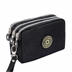 New Fashion Portable Women Wallet Make-up Bag Coin Purse Mini Bag with Three Zipped Women Wallets Big Capacity Phone Pouch