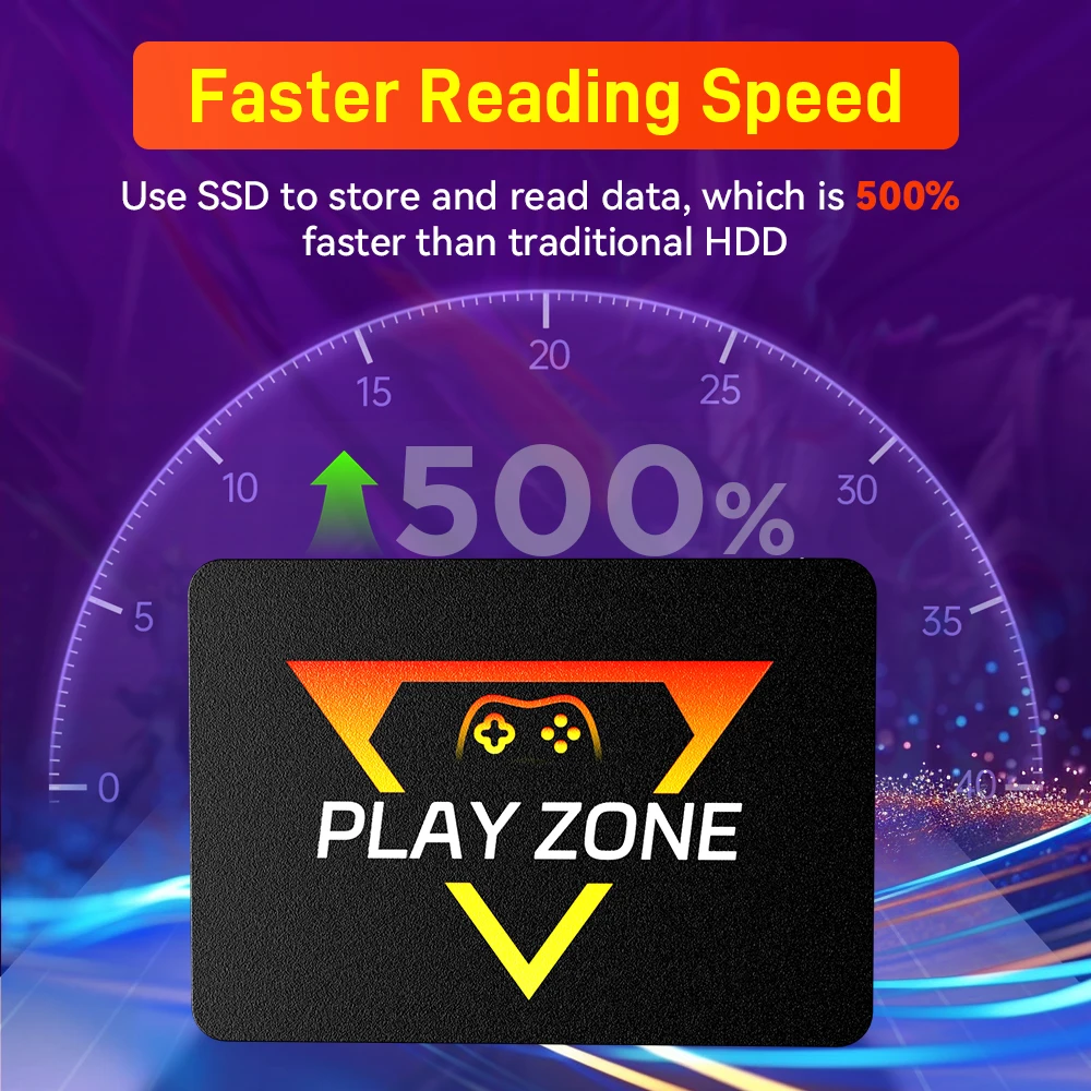 PlayZone 1T Retro Game SSD لـ PS5/PS4/PS3/PS2/Xbox/Switch/WII محرك الأقراص الصلبة المحمول المدمج في 16000+ ألعاب لـ Win PC/الكمبيوتر المحمول