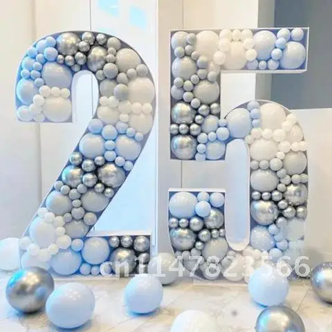 Large Number Mosaic 73cm 0-9 Balloon Filling Box DIY Decoration Frame Stand Baby Shower Wedding Anniversary Birthday Party Decor