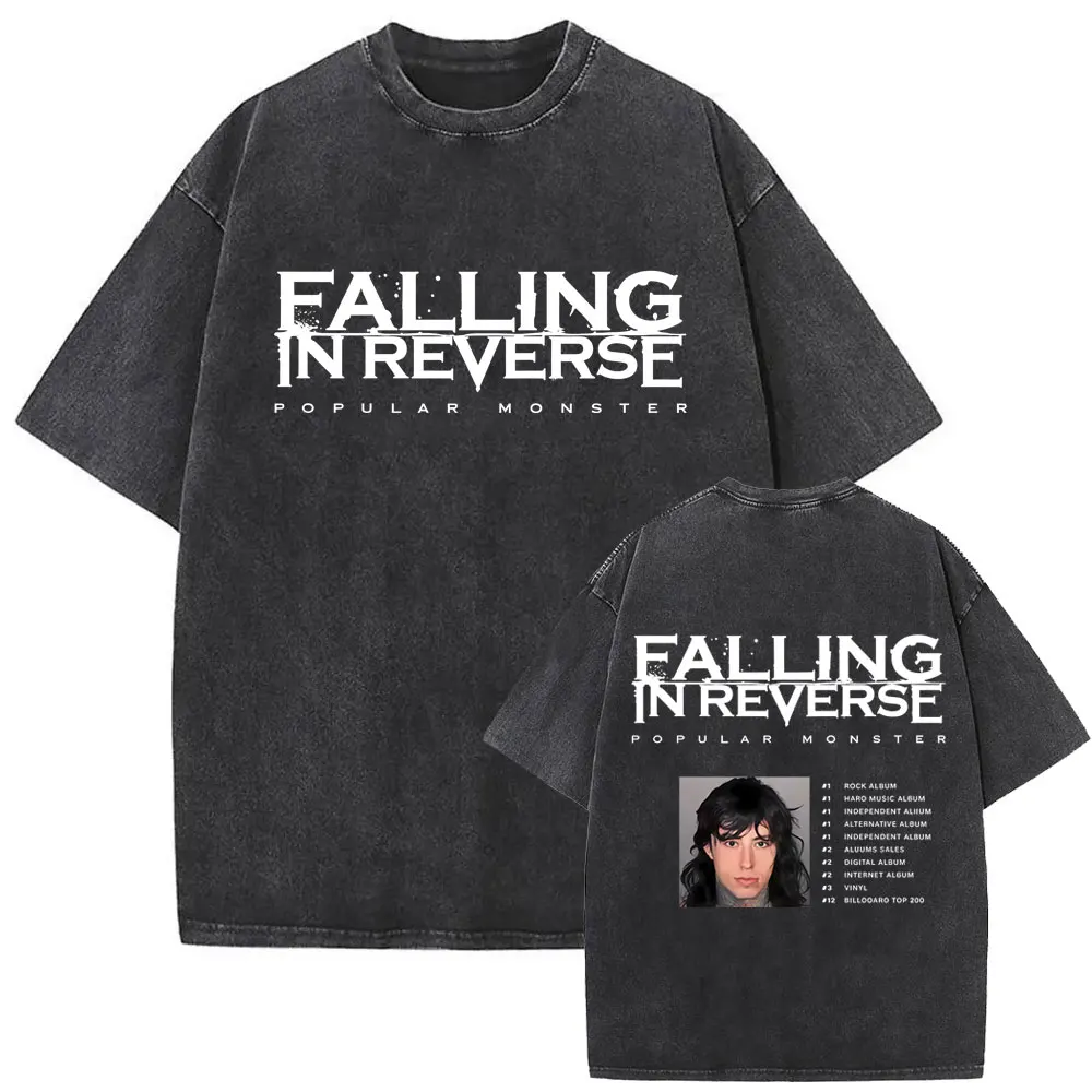 Hot Sale Rock Band Falling in Reverse Washed Vintage T-shirt Men Women Casual Cotton Retro Tshirt Male Gothic Oversized T Shirts