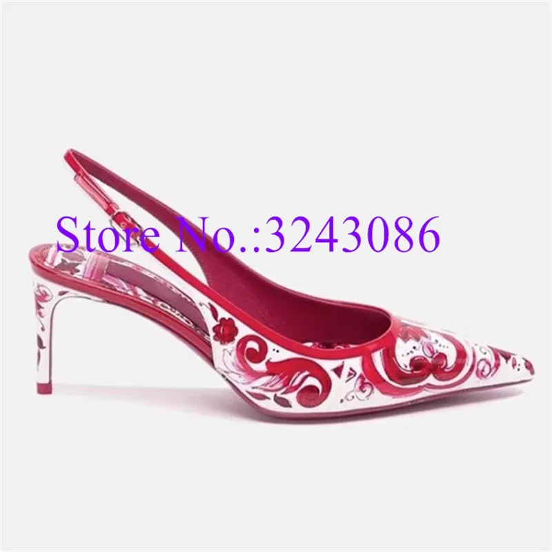 

New Mixed Color Thin High Heel Sandals Lady Pointed Toe Slingback 6cm Heel Woman Pumps Fashion Female Leather Sandals Dropship