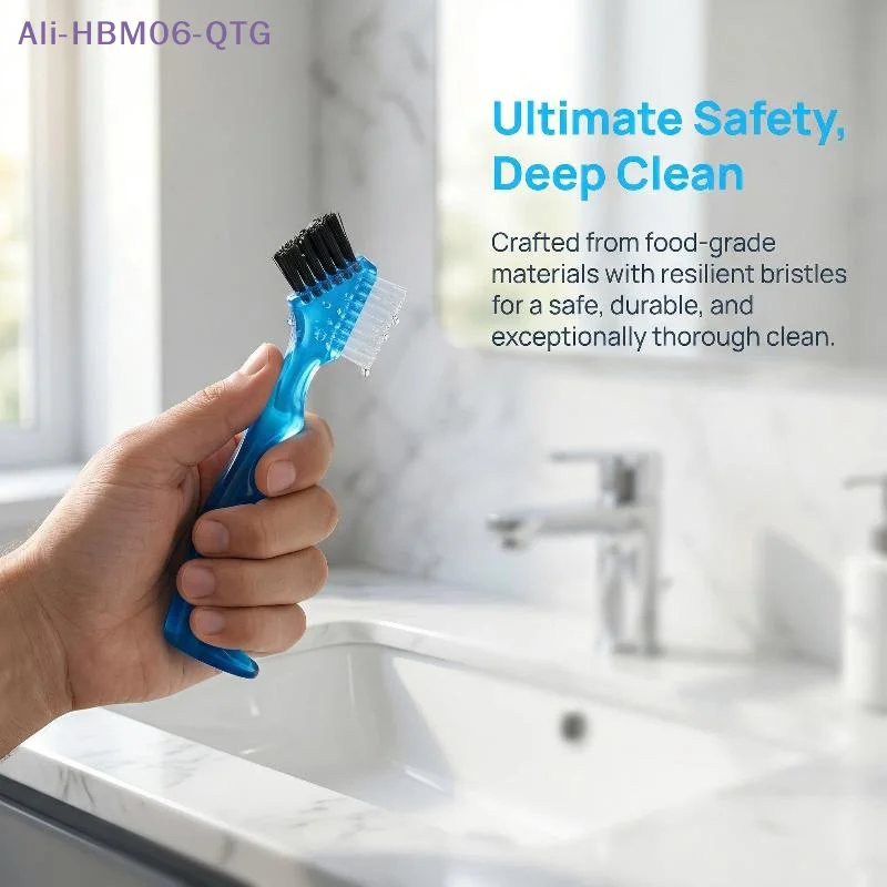 1Pc Mini Denture Cleaning Brush Toothbrushes Invisible Braces Brushes Dual Heads False Teeth Brushes Descaling Brush Oral Care