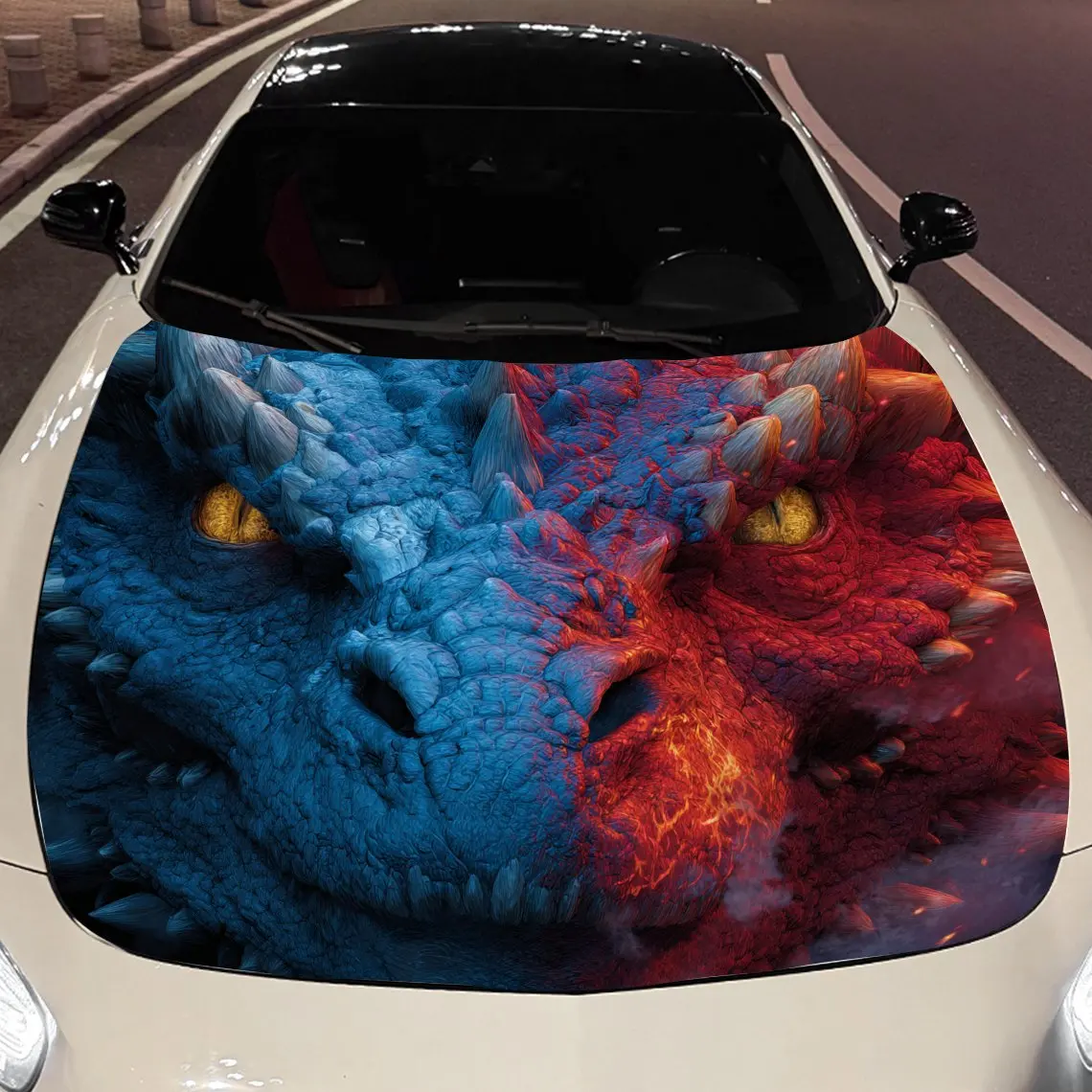 

Наклейка на упаковку на капот автомобиля Twin Dragons Peak, материал ПВХ, самоклеящаяся водонепроницаемая, противоскользящая краска, наружное украшение автомобиля a