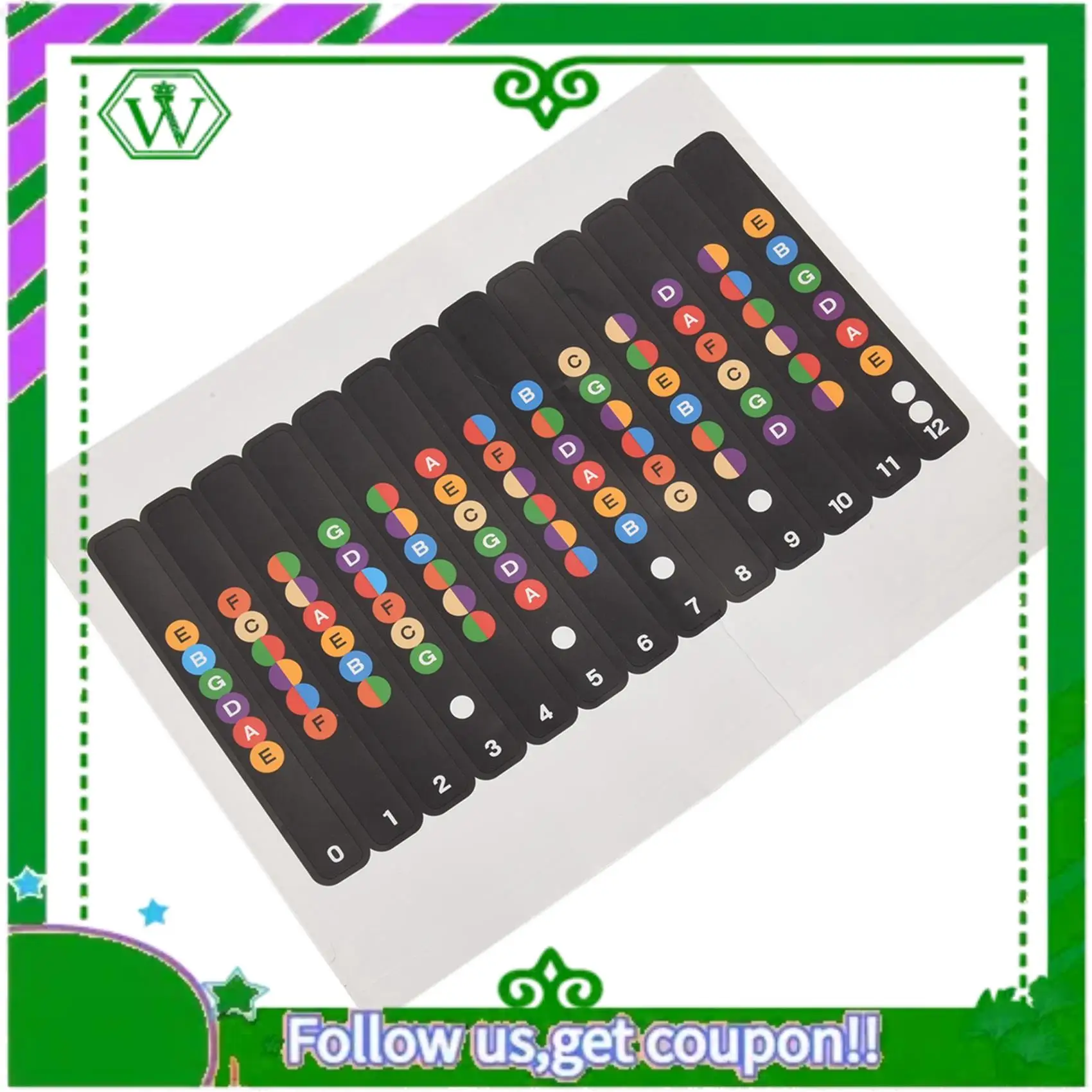 ABIK-20X Learning To Play With A Note Sticker For The Fretboard Comb Suitable For Electric Guitar, Acoustic Guitar