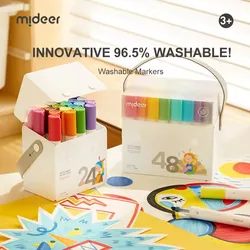 Mideer 12/24/36/48 Colors Washable Watercolor Pens Children Watercolor Marker Set Double Pointed Markers Painting Graffiti Toys