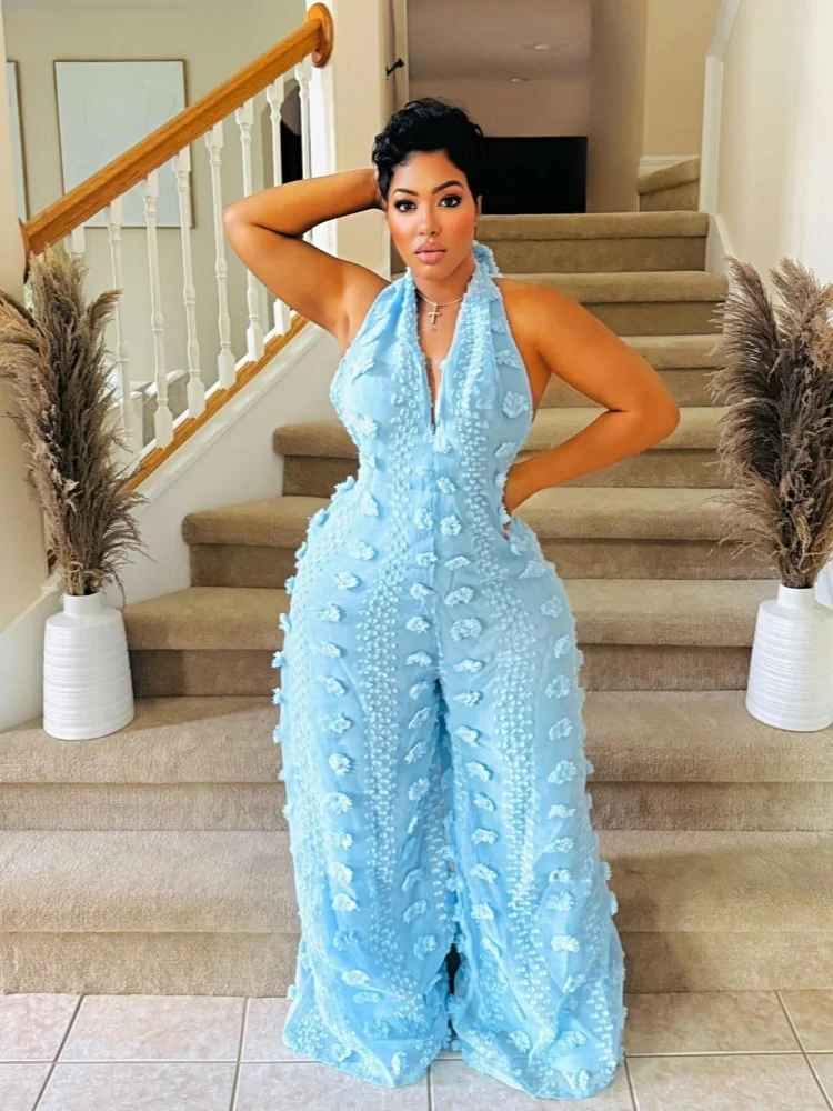 

Комбинезон Sister Star, модный повседневный однотонный комбинезон с лямкой на шее и v-образным вырезом, широкий подол, лента, элегантный индивидуальный уличный комбинезон, наряд