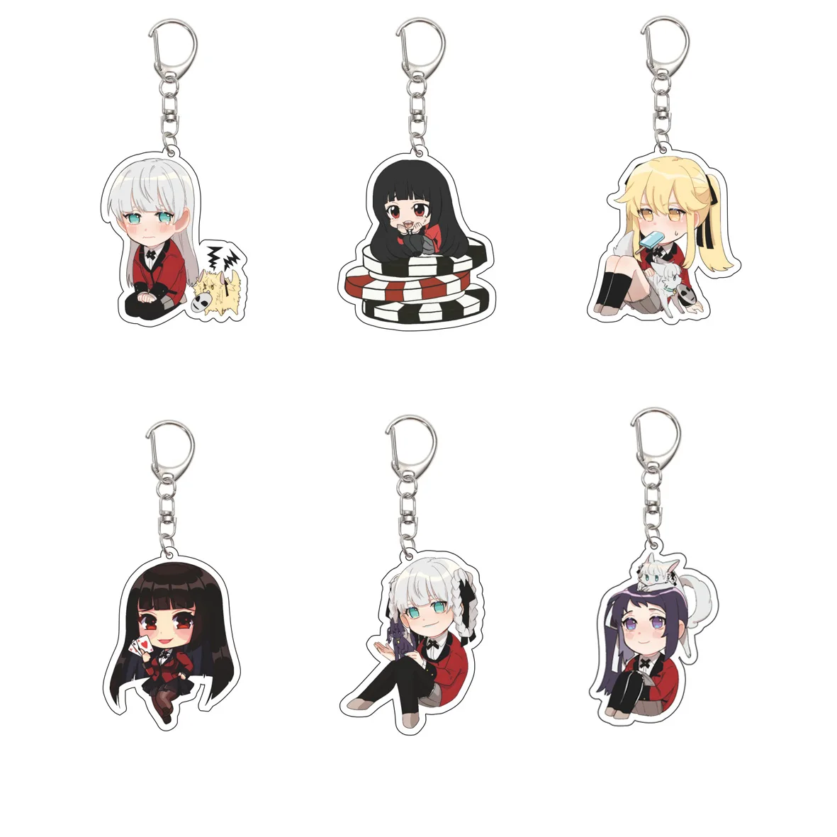 Gifts/55MM Anime Kakegurui‌  Keychain Jabami Yumeko/Saotome Meari/Momobami Ririka/Itsuki Sumeragi Key Chain Christmas Gifts