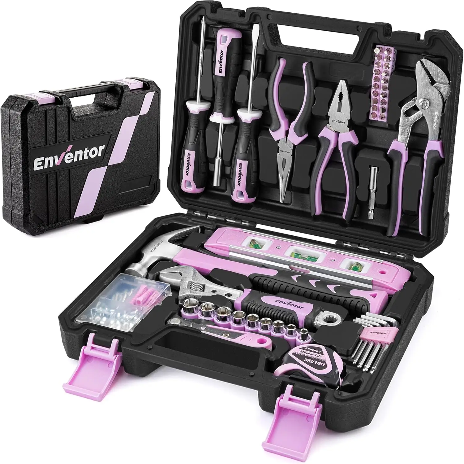 

Pink 146-Piece Women's Tool Kit with Storage Box for Home DIY and Maintenance