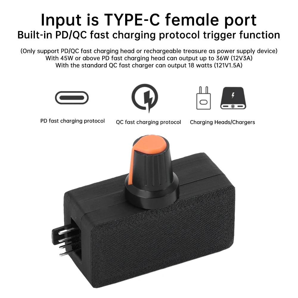 36W 4-Pin Fan Speed Controller PWM Pulse Width Modulation DC Motor Controller DIY Heatsink Control Switch Type C Interface