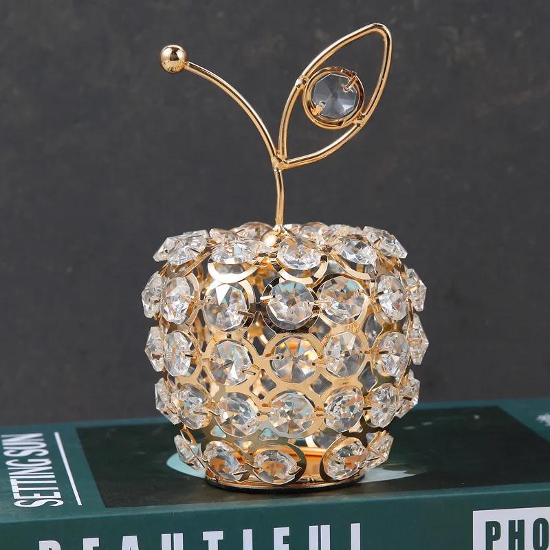 Gold Crystal Home Decoration, Creative Apple, pineapple, pear, Fruit, Living Room, Crafts