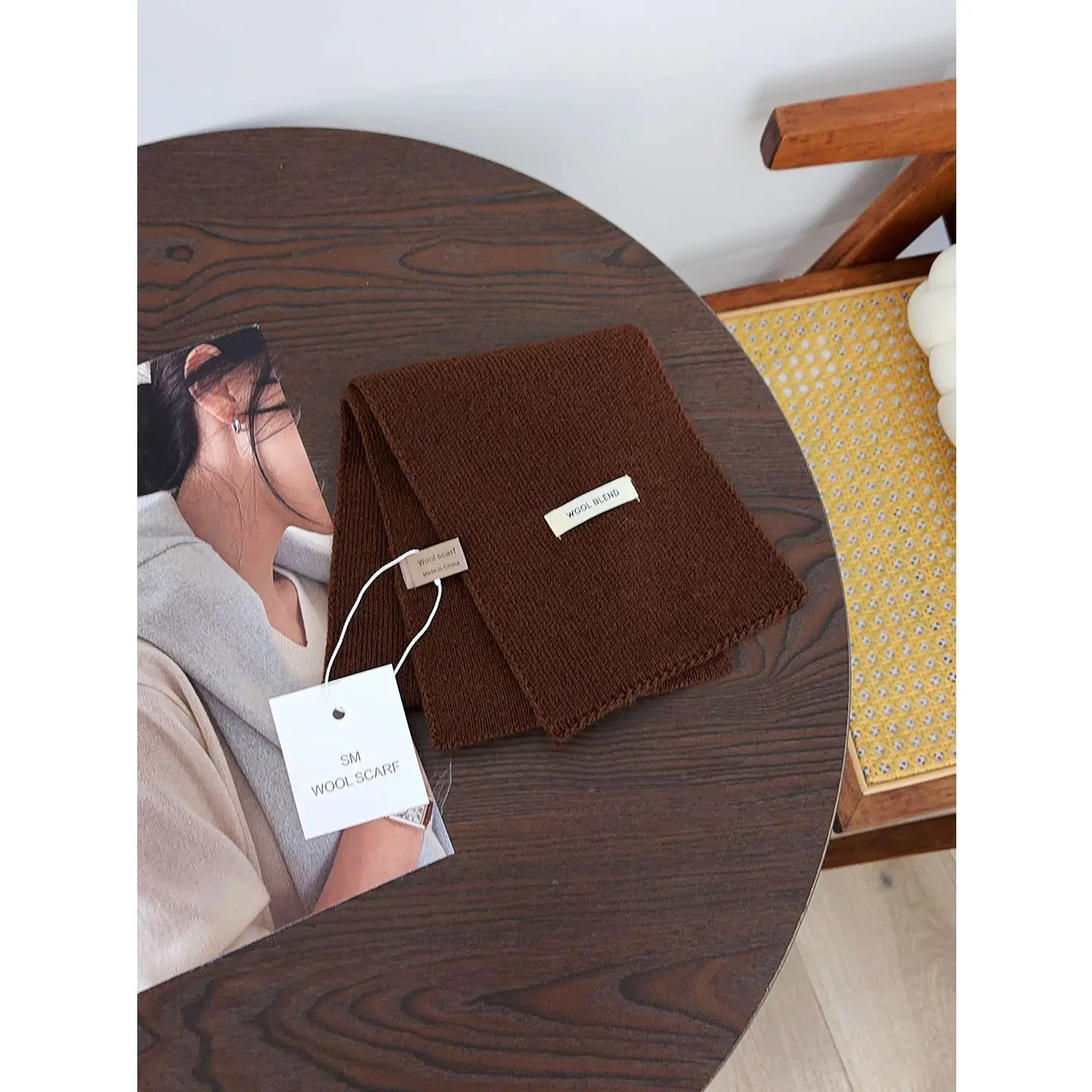 وشاح منسوج من مزيج الصوف لفصل الشتاء، وشاح ناعم ودافئ بلون سادة للجنسين - وشاح شتوي مريح للطقس البارد دافئ بلون سادة
