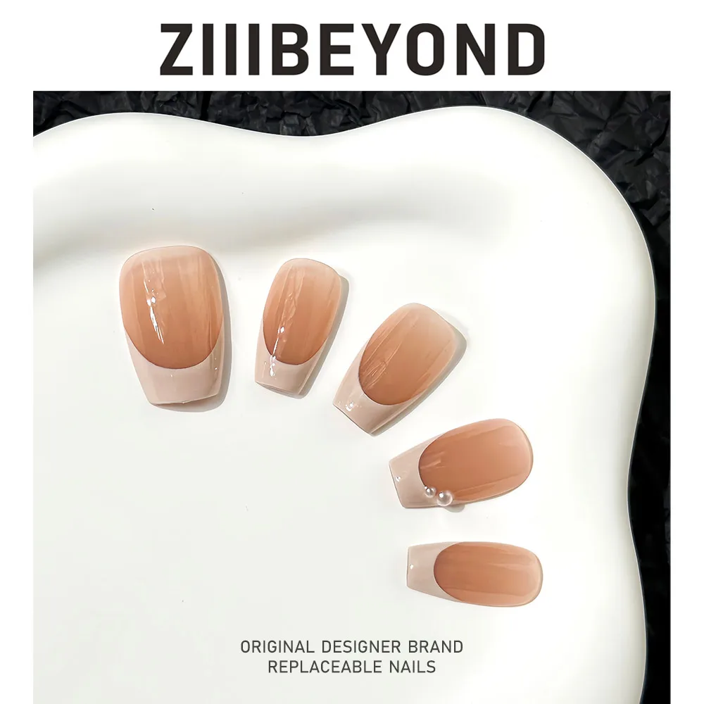 ZIIIBEYOND  Elegant time nail art, handmade nail wearing, elegant fairy nail art short ladder  ZB36