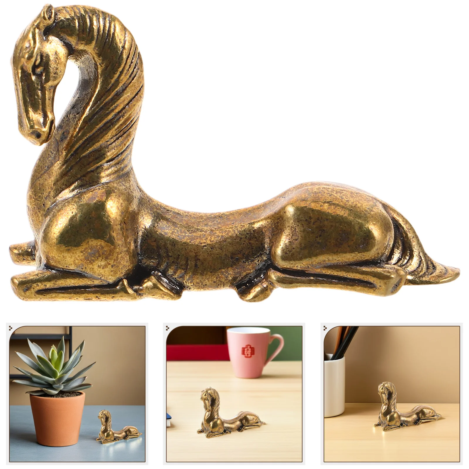 

Stylish Brass Horse Statue Unique Design Ideal for Interior Design Bookshelf Coffee Table Centerpiece Gift Idea