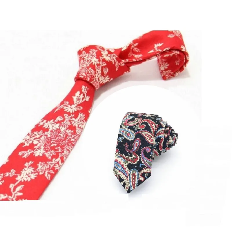 ربطة عنق رجالية مزهرة مقاس 6 سم ربطة عنق قطنية بدل زفاف ملابس برقبة للأعمال وإكسسوارات الملابس #1