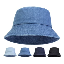 Unisex Washed Cotton Bucket Hats Spring and Summer Fashion Versatile Sunshade Outdoor Casual Fishermen Caps