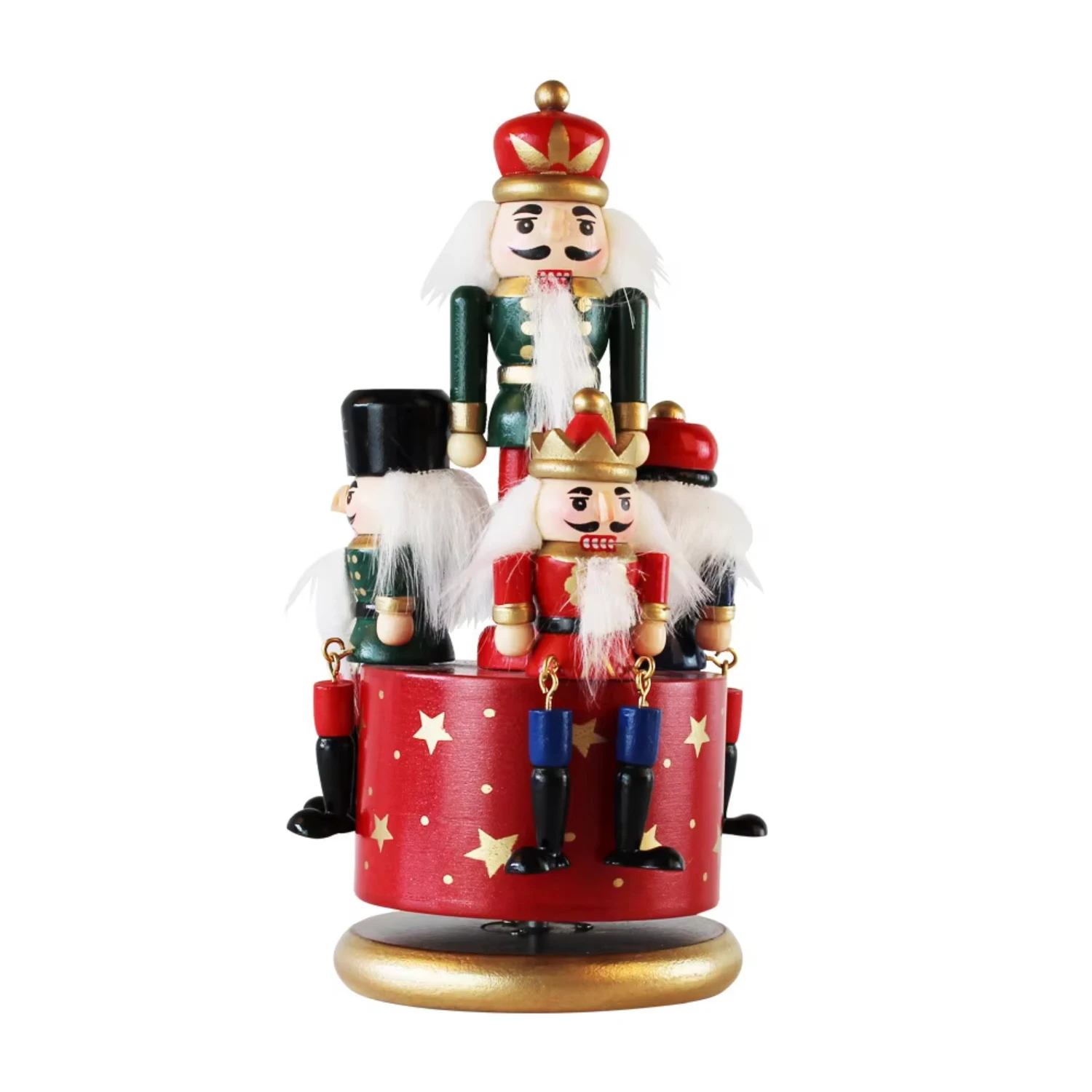 2024 Christmas decorations hand painting 23CM Nutcracker rotating music box crafts decoration  Wooden Music Box tin soldier