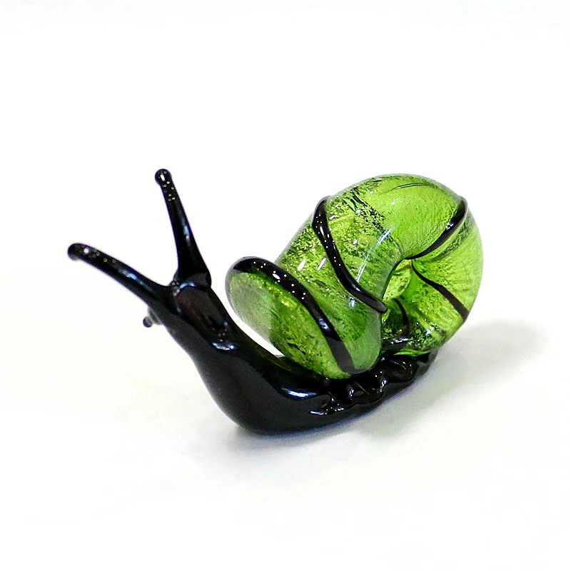 Silver Foil Murano Glass Snail Miniature Figurines Cute Animal Collection Home Garden Decor Art Ornaments New Year Gift For Kids