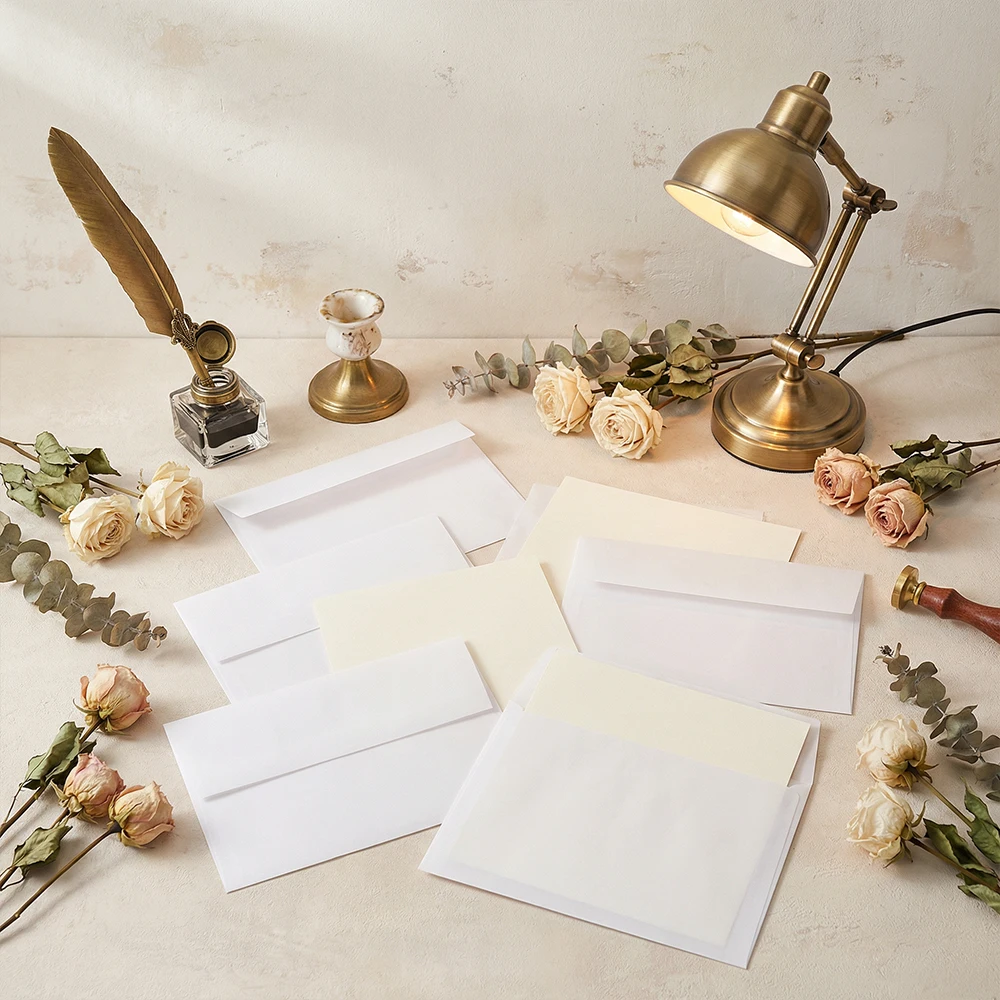 25PC Pre-Folded Vellum Jackets,5x7 Transparent Vellum Envelope Liners,Adhesive Wax Seal Craft Accessories for Wedding Invitation - view 3