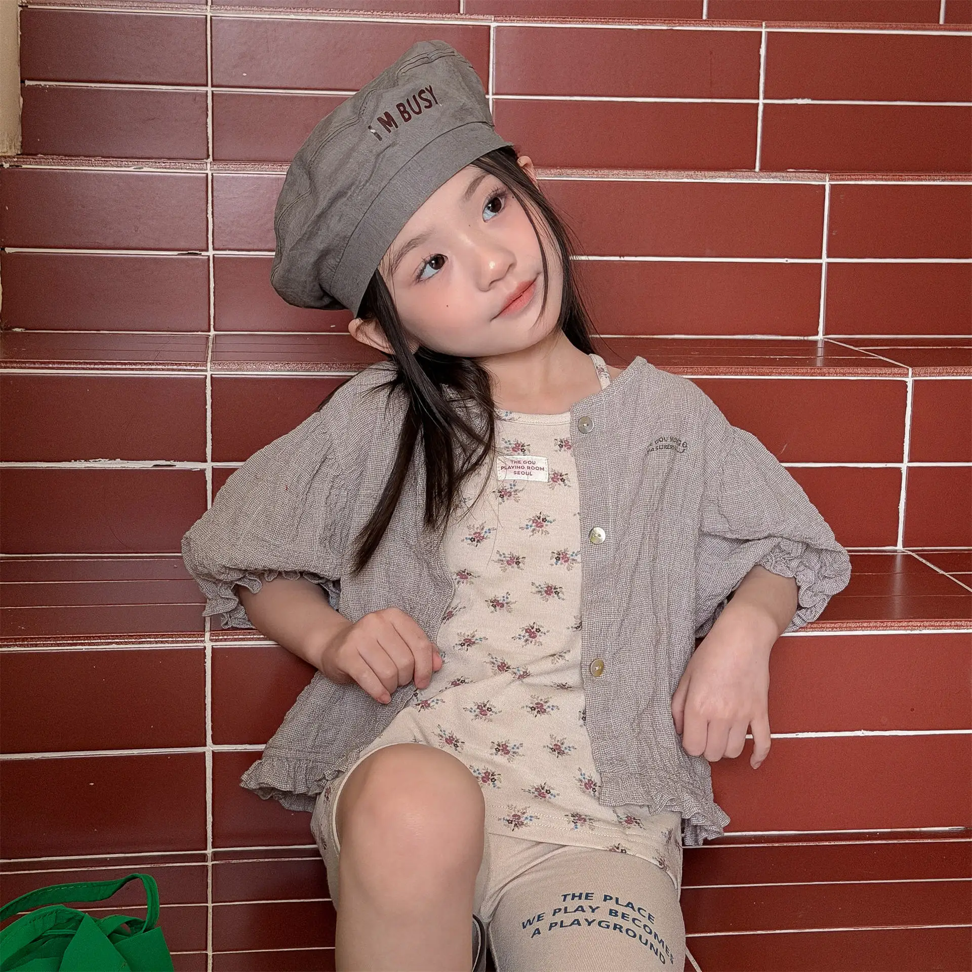 

2026 Summer New Children Short Sleeve Shirts Hemp Cotton Girls Letter Cardigan Toddler Loose Sunscreen Clothing Kids Shirts Coat