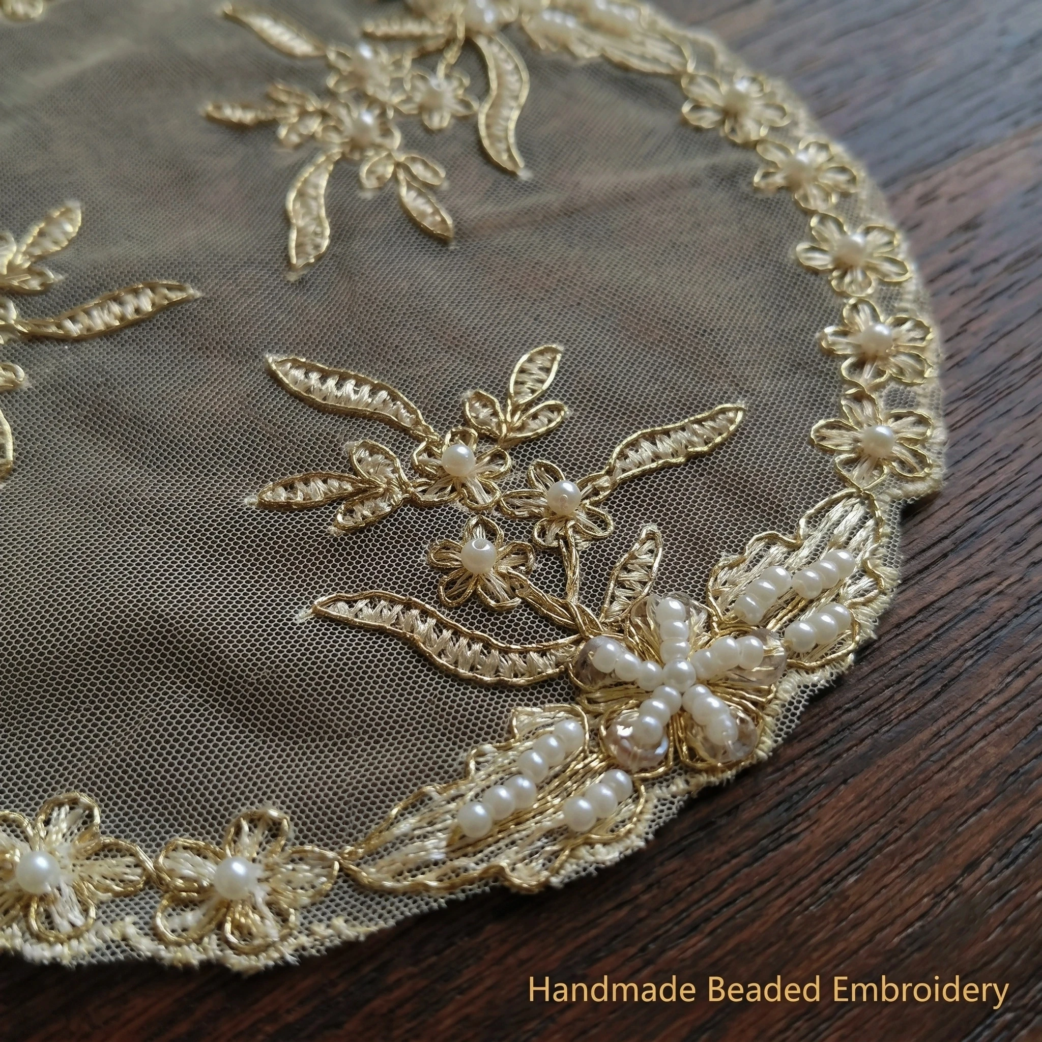 Vintage Handmade Beaded Gold Embroidered Black Lace Coasters Set Of 2 Small Round Drink Mats Kitchen Decor