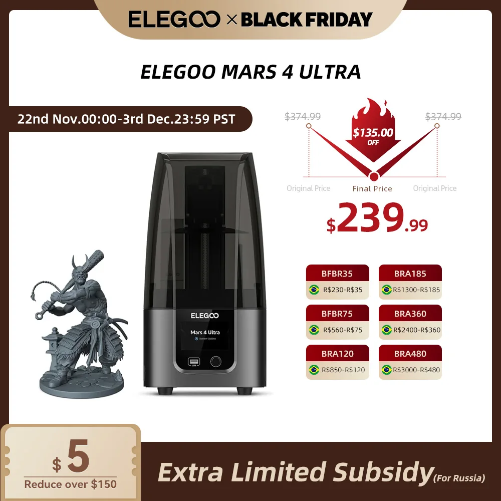 ELEGOO MARS 4 Ultra Mono MSLA 3D Printer with 7