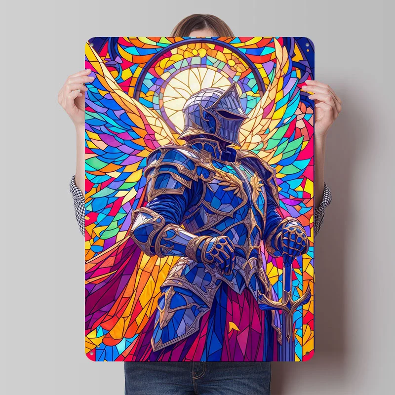 Winged Paladin Printed Poster Customizable Wall Art Retro Vintage Metal Tin Signs for Home Room Garage Decoration Gaming Decor