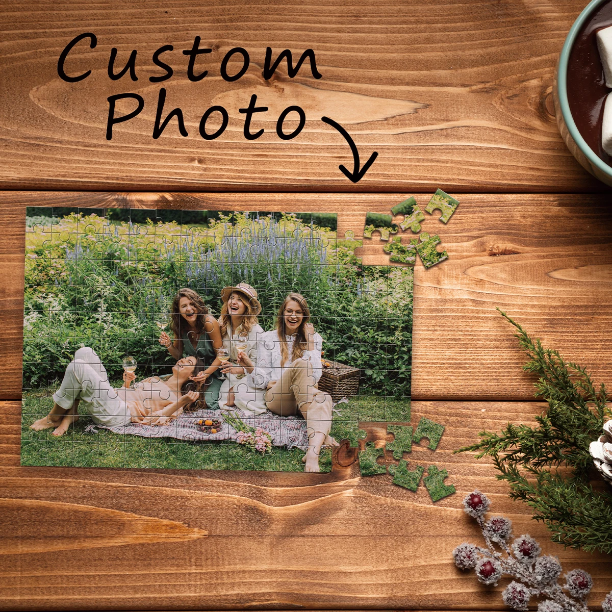 1 Packung personalisiertes Holz-Puzzle mit Foto für eng befreundete Schwestern, Geschenk für Freunde, Geburtstag, Hochzeit, Jahrestag, Valentinstag, 35/150/300/500/1000 Teile
