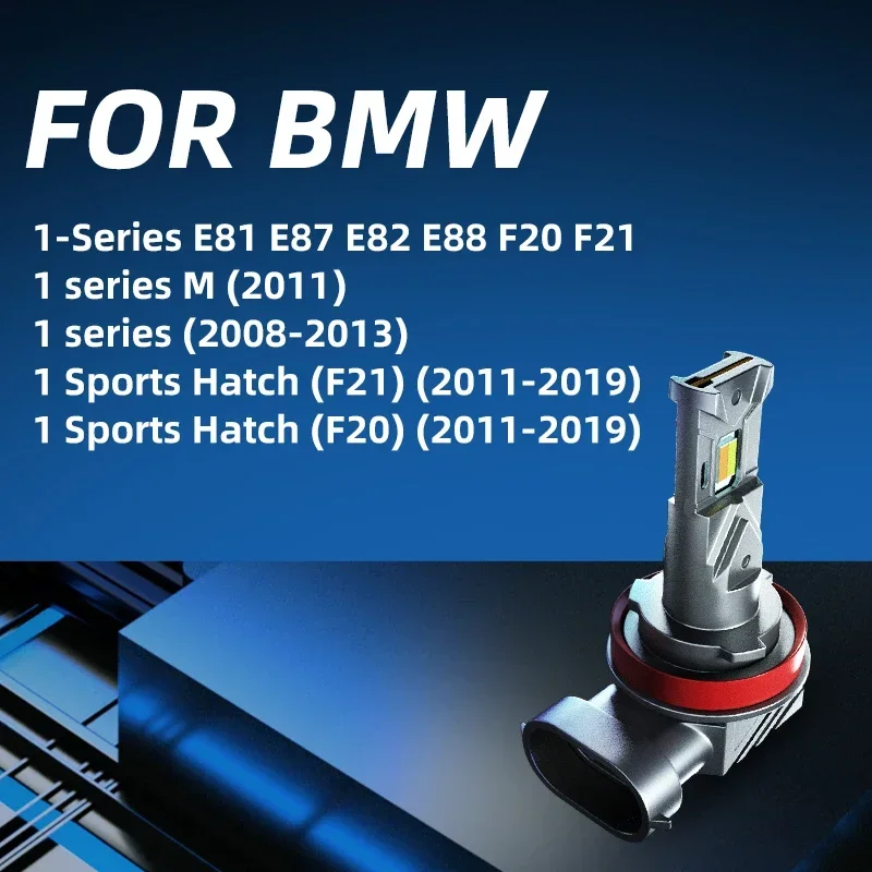 2PCS Car LED Front Fog Lights Bulbs Dual Colors Switchback White Yellow For BMW 1-Series E81 E87 E82 E88 F20 F21 2013 2015 2019