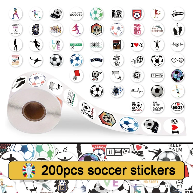 Football Stickers 50 Style 200pcs Waterproof Original Sport Sticker Birthday Party Supplies Party Favors Adult Soccer Gifts Toy