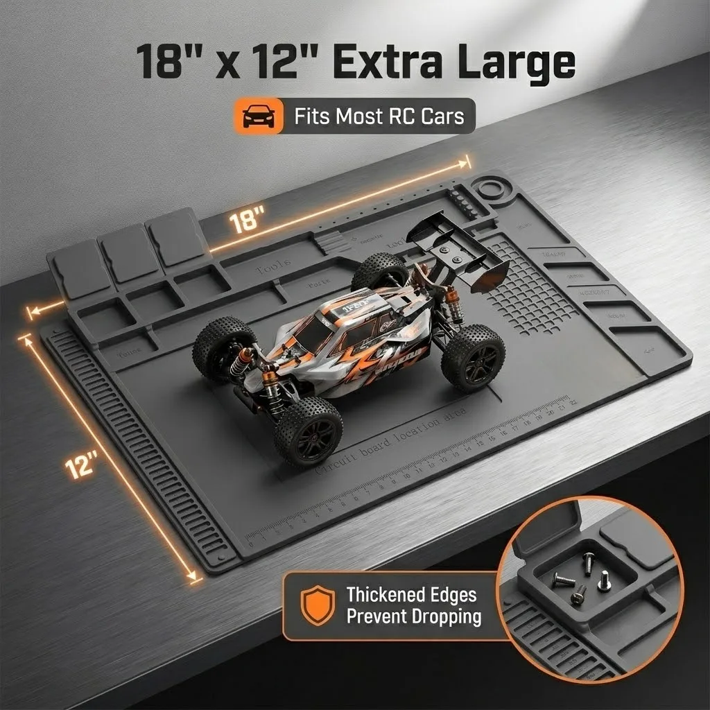 Magnetic Modular Hobby Workbench Mat for RC Remote Control Cars, FPV Drones, Repair and Welding Station Mat