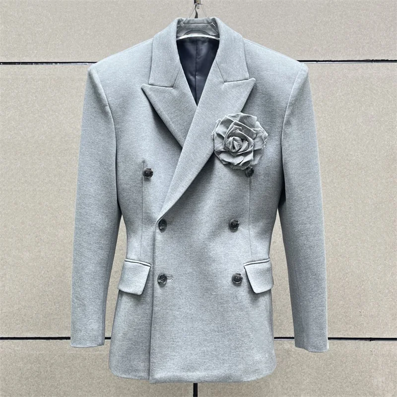 Women\'s jacket 2024 autumn New in outerwears detachable 3D floral decoration women\'s suit jacket long sleeved top women\'s blazer