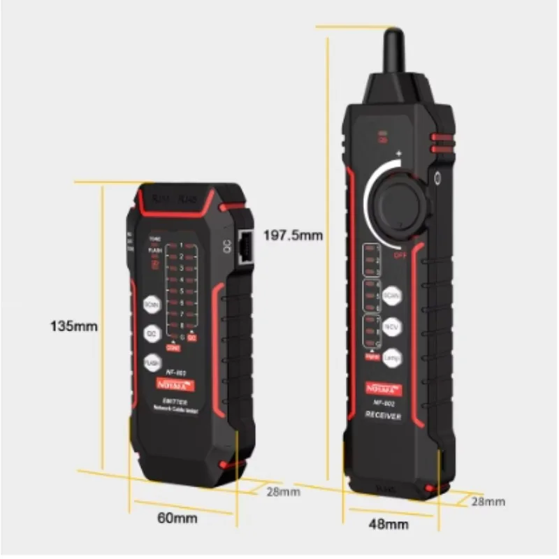 

Noyafa NF-802 Lan Tester Network Wire Tracer Cable Tracker RJ45 RJ11Telephone Line Finder Repairing Networking Tool