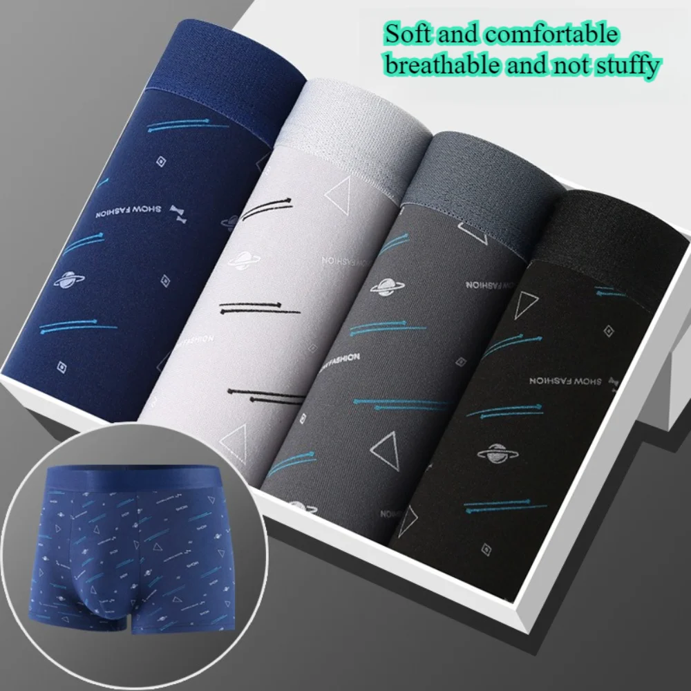 

4pcs/lot，New product seamless hip lift sports quick-drying breathable men's boxers mid-waist boxers large size pants shorts head