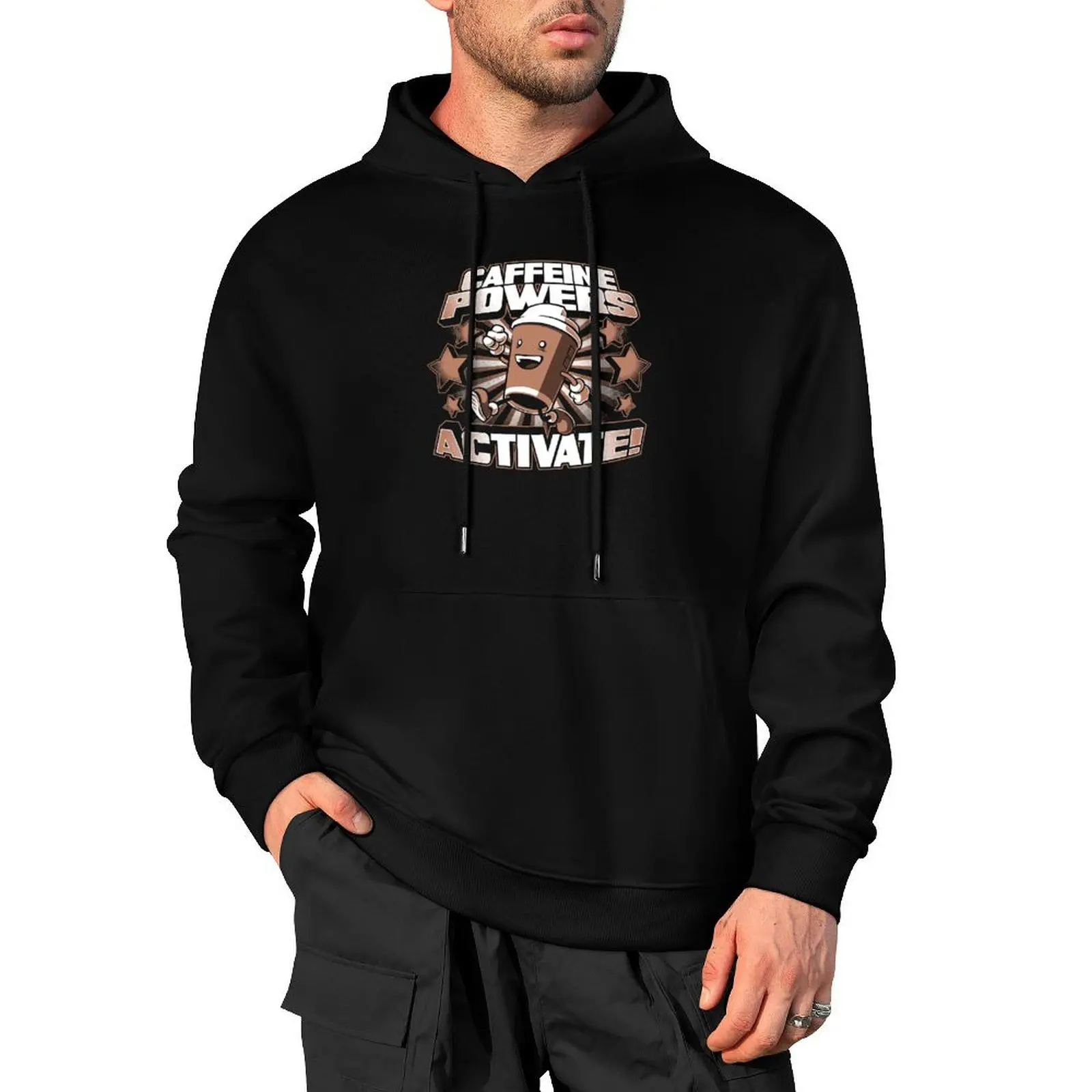 Caffeine Powers... Activate! Pullover Hoodie men wear clothes for men mens clothes men's autumn clothes men's hoodie sweatshirt