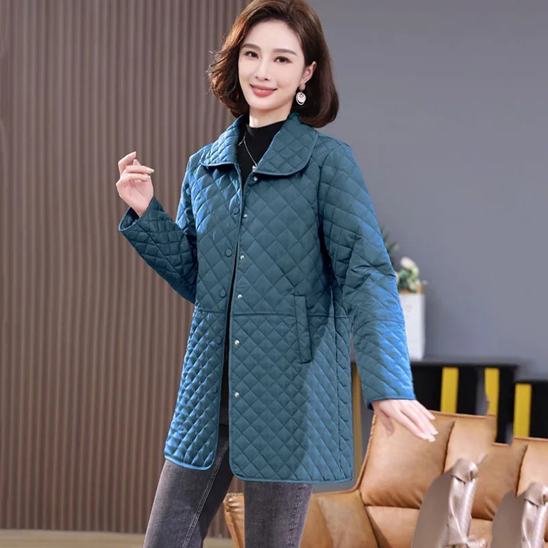 Women\'s Oversized Loose Long Padded Jacket, Female Casual Light Down Cotton Coat, Parker Outerwear, Autumn, Winter, 6XL