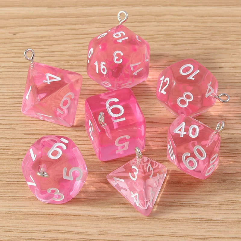 Tusember 7 Stück/Set Würfel-Anhänger aus Harz und Acryl, Würfel-Charms für Spiele, zum Schmuckbasteln, DIY-Ohrringe, Halsketten, Bastelzubehör – Detail 8