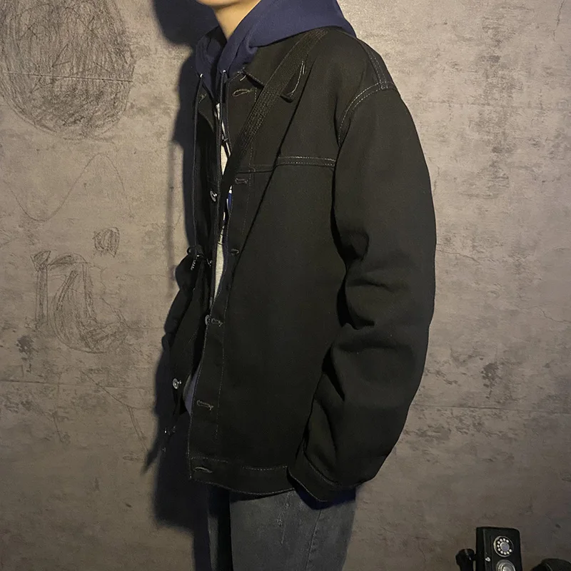 

Frig Classic Bla Denim Jaet Slim Fit Молодежное модное длинное пальто с воротником свека для мужчин и женщин Осенняя модная верхняя одежда