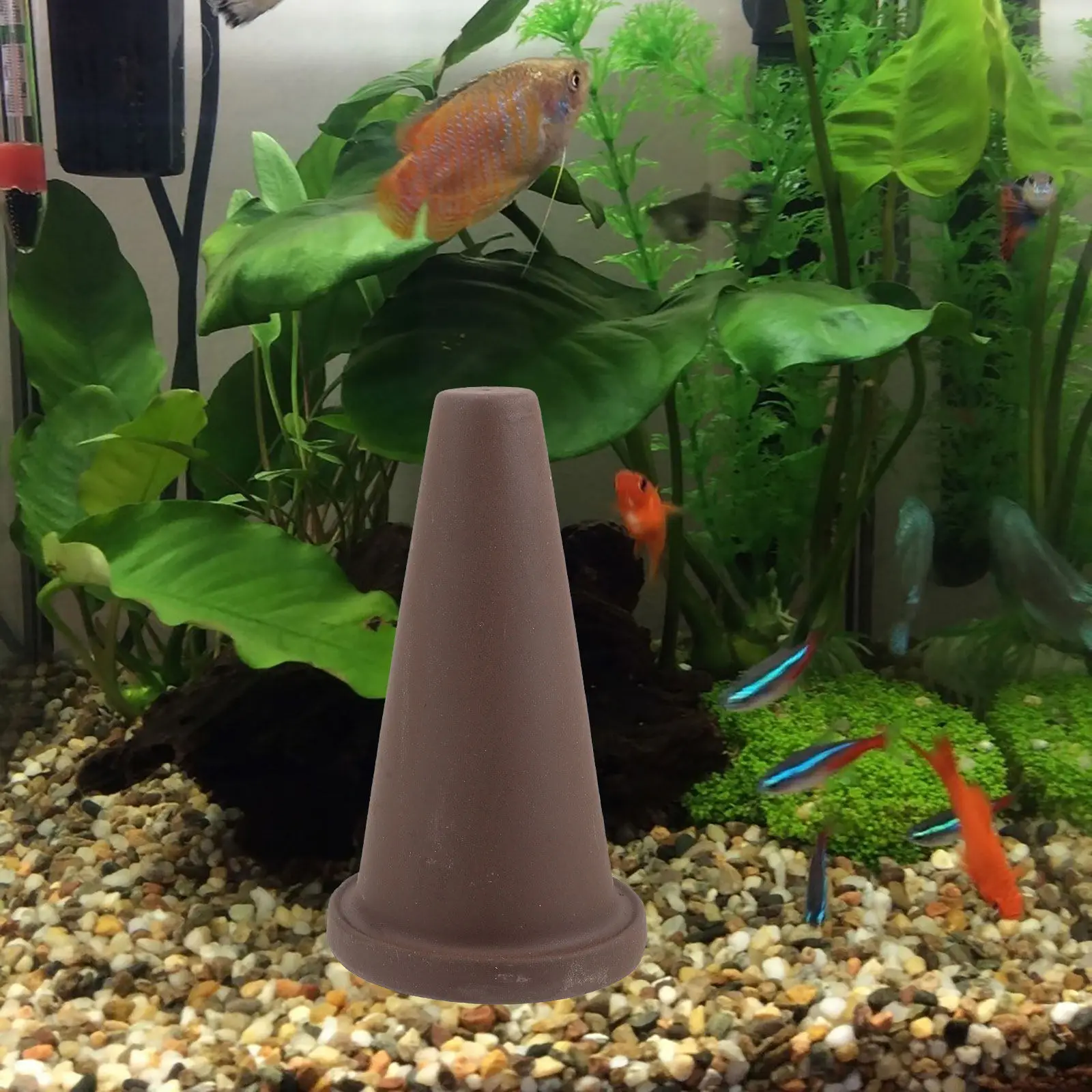 1Set Ceramic Spawning Cone Cave for Fish Tank Breeding Reproduction Egg Laying with Isolation Net Smooth Surface Shrimp Farming