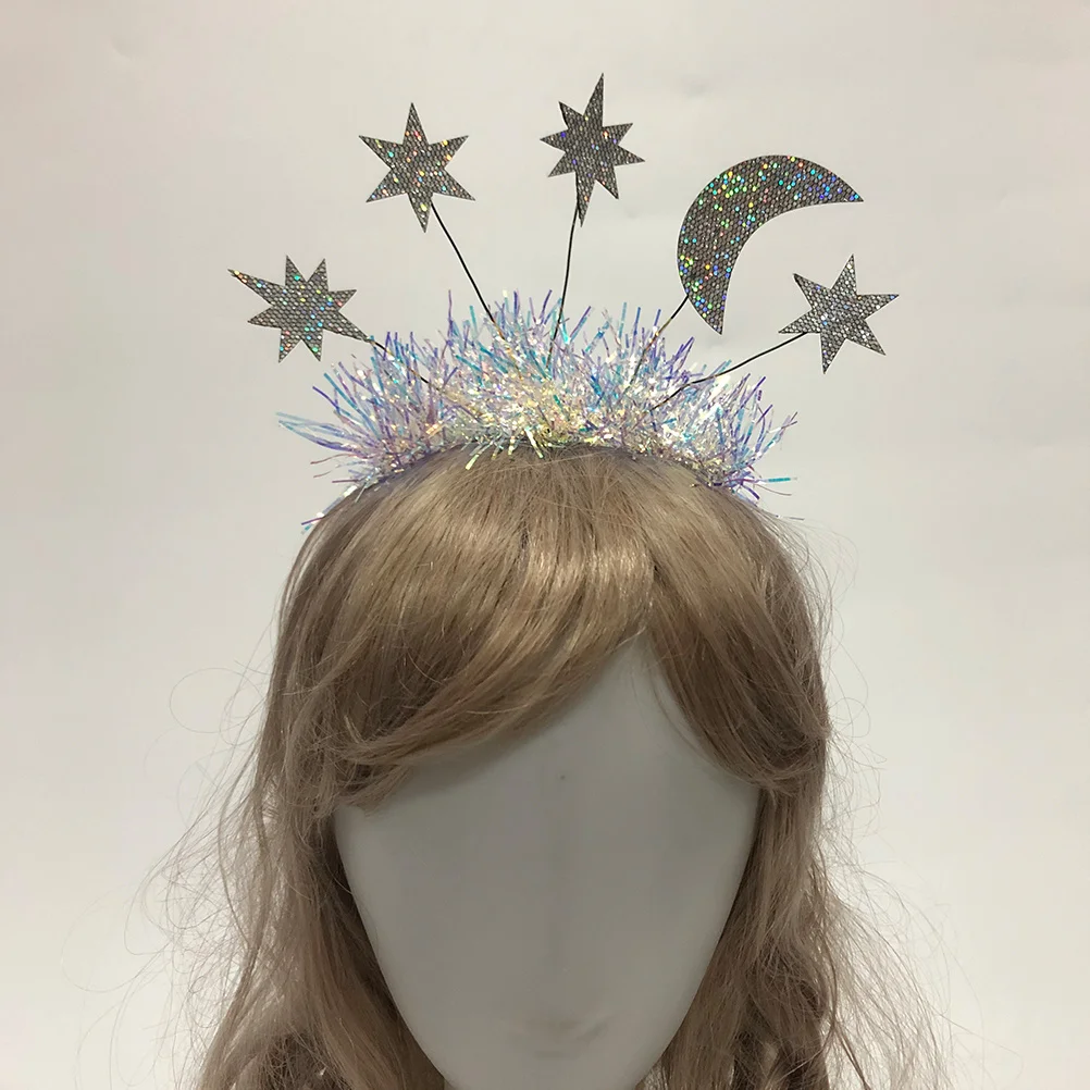 

2 pcs Star Moon Hairbands Silver Simple Style Headband For Women Party Christmas New Year Decor Hair Accessories