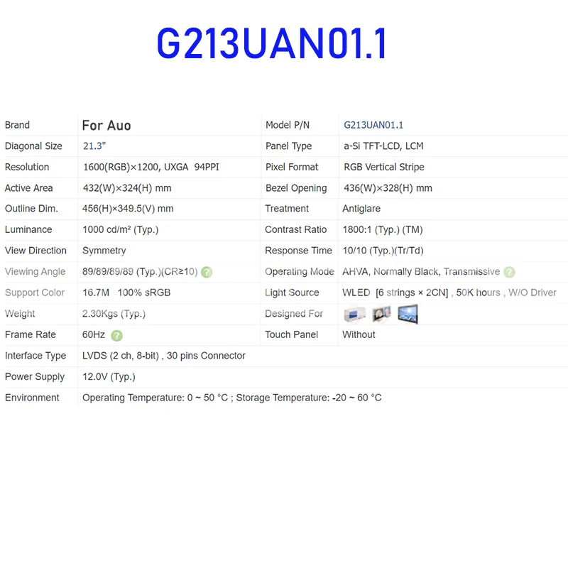 G213UAN01.1 21.3 фотопанель экрана для Auo абсолютно новая и быстрая доставка