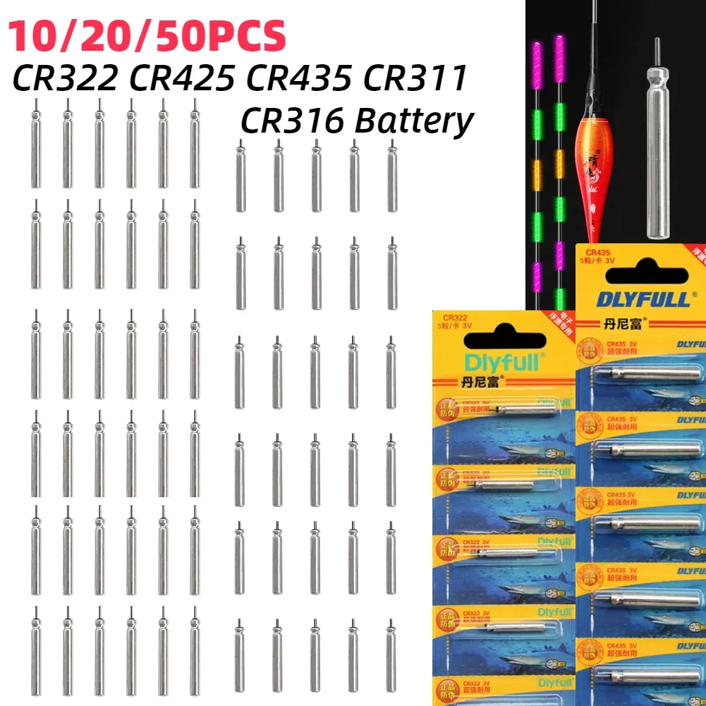 10-50 sztuk świecąca bateria elektryczna CR311 CR316 CR322 CR425 CR435 pływaki wędkarskie bateria litowa Pin sprzęt nocny spławik wędkarski