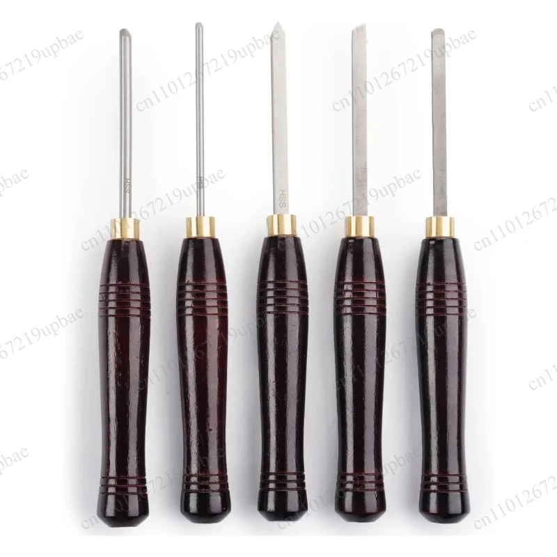 5Pcs HSS Lathe Chisel Set High‑Speed Steel Wood Turning Tools with Wooden Storage Box Woodworking Lathe Kit