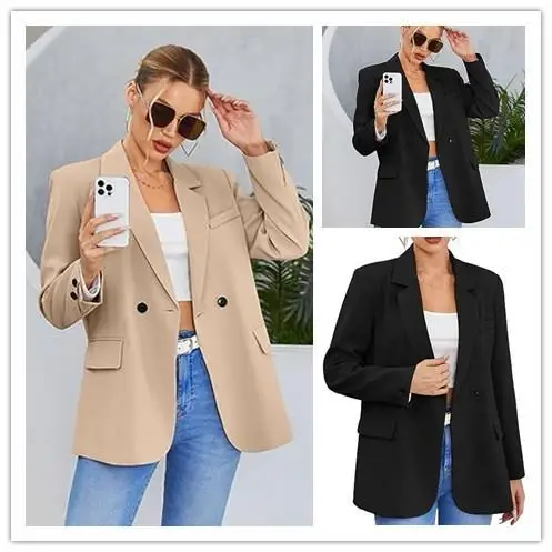 

Busin Casual Lapel Cardigan Long Sve Color Women's Suit Open Cardigan Sle Commute Faion No Brand Registered