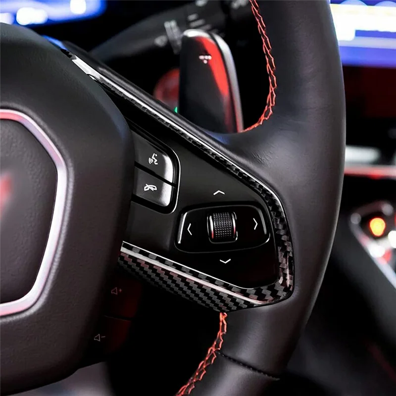 

2PCS Car Steering Wheel Button Outer Frame Rear Hard Carbon Fiber Parts Accessories For Corvette C8 2020-2022 (Black)