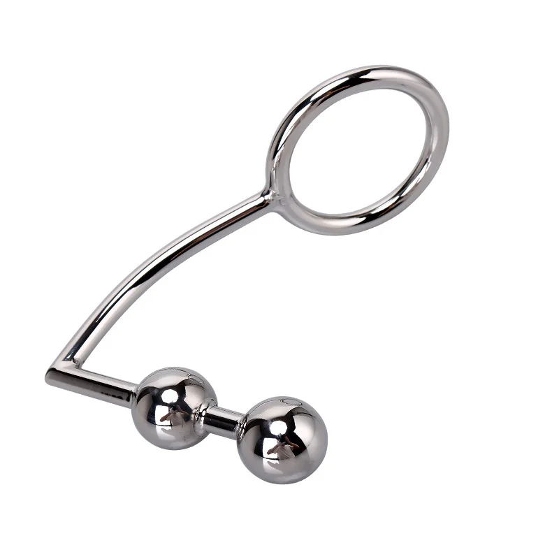 Stainless Steel Anal Hook Male Chastity Cock Ring with Anal Plug Balls Butt Plug Sex Toys for Men Strap on Prostate Massager